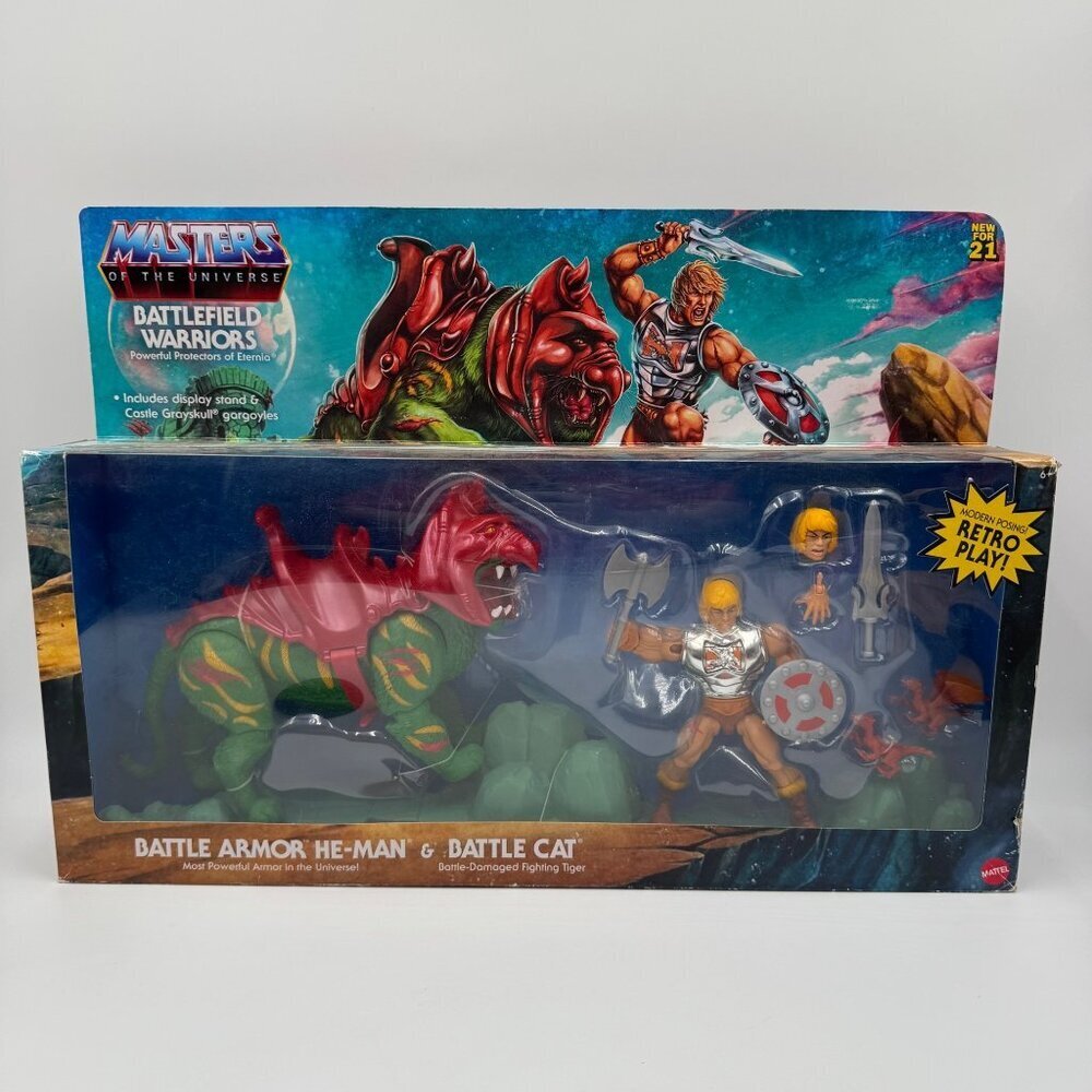 Mattel Origins Motu Battlefield Warriors Battle Armor He-Man & Battle Cat